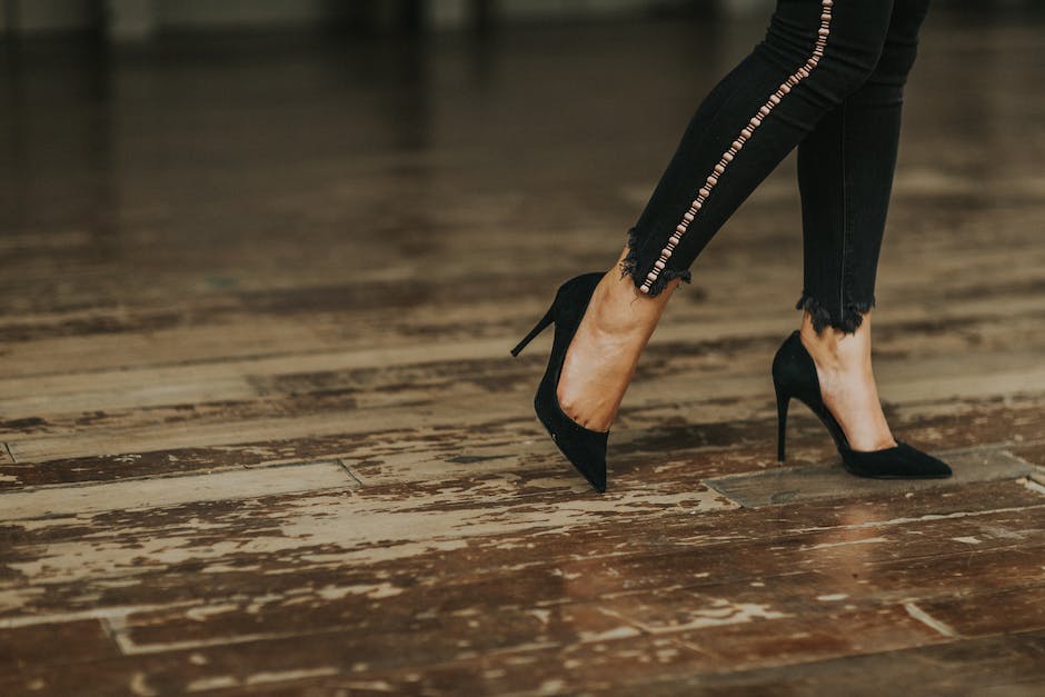 Woman Wearing Black Suede Stilettos